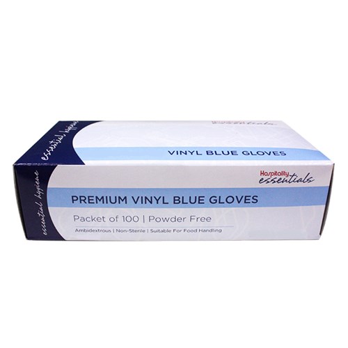 Premium Vinyl Gloves Powder Free Blue Medium
